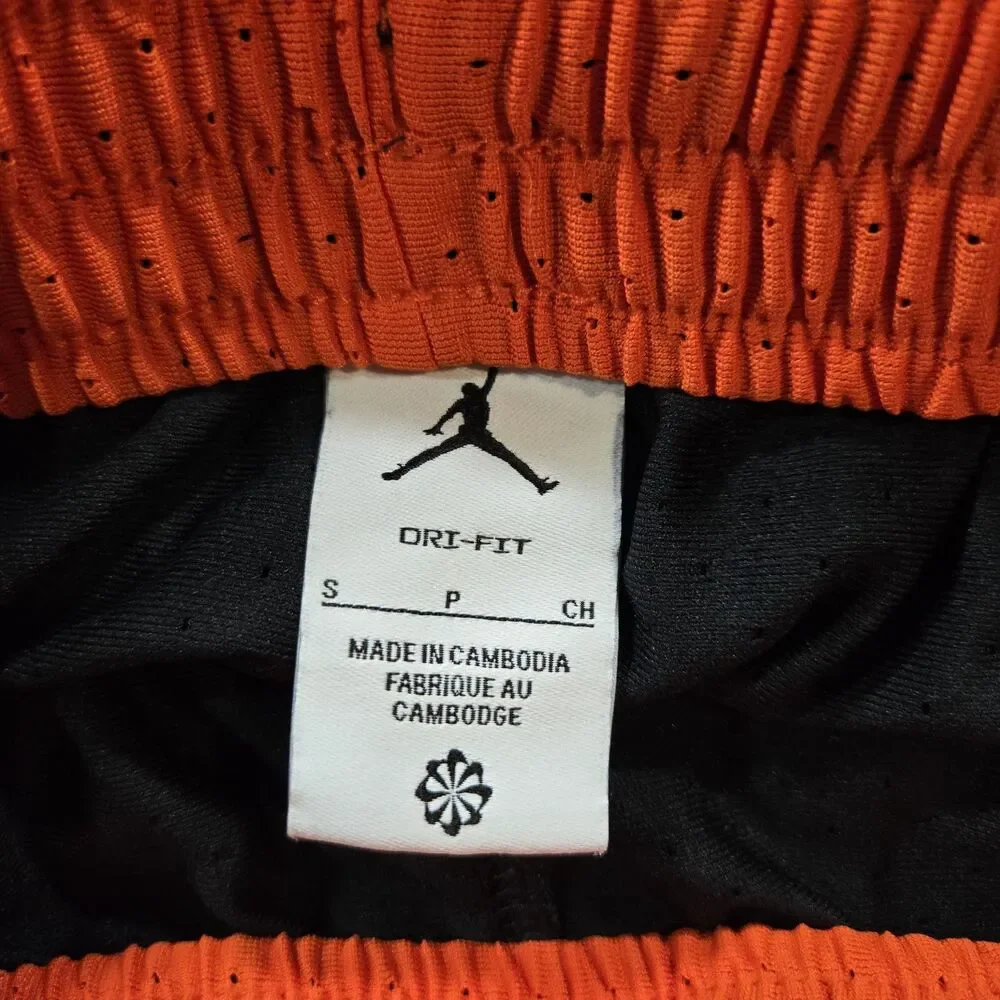 Air Jordan DriFit Black Orange Diamond Mesh Basketballl Shorts Mens Small 26x6